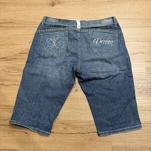 Womens Y2K Dereon Denim Jean Shorts Knee Length Embroidered Pocket